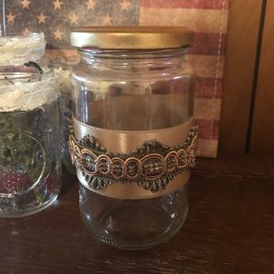 Glass Jar with Gold & Green Accents
